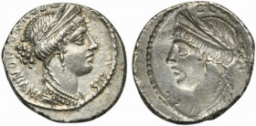 C. Considius Nonianus, Denarius - brockage mint error, Rome, 57 BC; AR (g 3,77; mm 18; h 12); Laureate and diademed head of Venus r.; before, S C; beh...