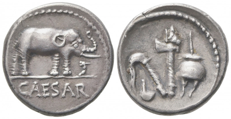 C. Julius Caesar, Denarius, Military mint travelling with Caesar, 49-48 BC; AR (...