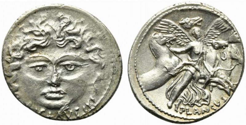 L. Plautius Plancus, Denarius, Rome, 47 BC; AR (g 3,91; mm 20; h 1); Head of Med...