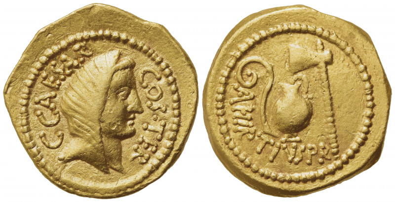C. Julius Caesar and A. Hirtius, Aureus, Rome, 46 BC; AV (g 8,23; mm 20; h 11); ...