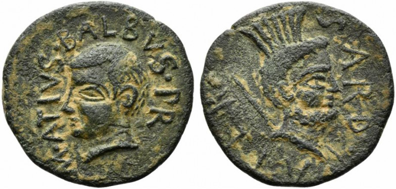 M. Atius Balbus (Praetor), Bronze, Sardinia, ca. 38-31 BC; AE (g 7,90; mm 24; h ...