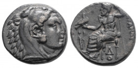 Greek
KINGS OF MACEDON. Alexander III ‘the Great’, (Circa 336-323 BC) 
AR Drachm (16.1mm, 4g) 
Head of Herakles to right, wearing lion skin headdress ...