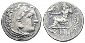 Greek
KINGS OF MACEDON. Alexander III ‘the Great’, (Circa 336-323 BC) 
AR Drachm (17.8mm, 4.1g), 
Head of Herakles to right, wearing lion skin headdre...