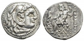 Greek
KINGS OF MACEDON. Alexander III 'the Great' (Circa 336-323 BC). 
AR drachm (17.9mm, 4.1g)
Head of Heracles right, wearing lion skin headdress, p...