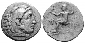 Greek
KINGS OF MACEDON, Alexander III ‘the Great’ (Circa 336-323 BC). 
AR Drachm (18.7mm, 3.85g) 
Head of Herakles to right, wearing lion skin headdre...