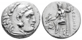 Greek
KINGS OF MACEDON, Alexander III ‘the Great’ (Circa 336-323 BC)
AR Drachm (16.8mm, 4g)
Head of Herakles to right, wearing lion skin headdress / A...