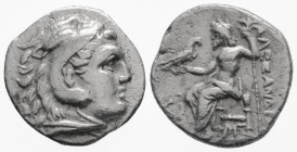Greek
KINGS OF MACEDON, Alexander III ‘the Great’ (Circa 336-323 BC)
AR Drachm (17.4mm, 3.94g)
Head of Herakles to right, wearing lion skin headdress ...