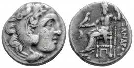 Greek
KINGS OF MACEDON, Alexander III 'the Great' (Circa 336-323 BC). Kolophon mint
AR Drachm(16.8mm, 4.3g)
Head of Herakles right, wearing lion skin ...
