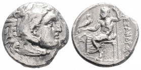 Greek
KINGS OF MACEDON, Philip III Arrhidaios In the name and types of Alexander III. Lampsakos, (circa 323-317 BC).
AR Drachm (16.6mm, 3.8g)
Head of ...