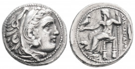 Greek
KINGDOM OF MACEDON, Philip III Arrhidaios (Circa 323-319 BC)
AR Drachm (17.6mm, 4.1g)
Head of Herakles to right, wearing lion skin headdress / Z...
