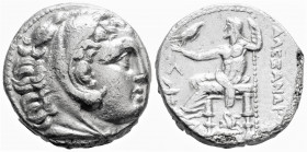 Greek
KINGS OF MACEDON, Alexander III 'the Great' (Circa 336-323 BC)
AR Tetradrachm (25.1mm, 16.5g)
Head of Heracles right, wearing lion skin headdres...