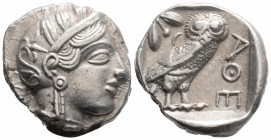 Greek
ATTICA, Athens (Circa 449-404 BC.)
AR Tetradrachm (26mm, 17.1g)
Head of Athena to right, wearing crested Attic helmet adorned with three olive l...