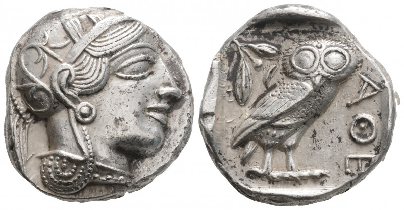 Greek
ATTICA, Athens (Circa 449-404 BC.)
AR Tetradrachm (23.9mm, 17g)
Head of At...