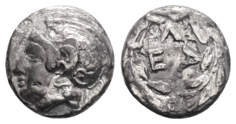 Greek
AEOLIS. Elaia. (Circa 4th-3rd century BC).
AR Obol (9.6mm, 0.8g)
Helmeted ...