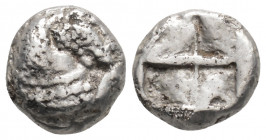 Greek
ASIA MINOR, Uncertain. (Circa 5th century BC)
AR Hemidrachm or Triobol(?) (10.1mm, 2.3g). 
Forepart of horse left / Irregular quadripartite incu...
