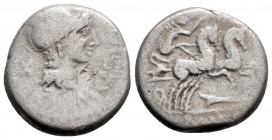 Roman Republic
M. Cipius M.f, (Circa 115-114 BC) Rome
AR Denarius (16.1mm, 3.4g)
Obv: M•CIPI•M•F Head of Roma to right, wearing winged helmet; behind,...