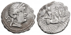 Roman Republic
C. Naevius Balbus (79 BC). Rome
AR serratus denarius (18.5mm, 3.7g)
Obv: Head of Venus right, wearing stephane, necklace and earring; S...