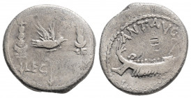Roman Republic
Mark Antony, Autumn (Circa 32-spring 31 BC)
AR Denarius (17.2mm,3.7g)
Obv: Legionary type. Patrae(?) mint. Praetorian galley right.
Rev...
