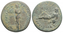 Roman Provincial
IONIA, Smyrna. Pseudo-autonomous issue, (Circa 68-70 AD).
AE Bronze (3.3g 19.4mm) 
Obv:Nemesis standing right 
Rev: River-god reclini...