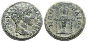 Roman Provincial
LYDIA, Maeonia, Marcus Aurelius (147-161 AD)
AE Bronze (17.5mm, 4.7g)
Obv: Μ ΑΥΡΗΛΙοϹ οΥΗΡοϹ ΚΑΙ bare head of Marcus Aurelius (short ...