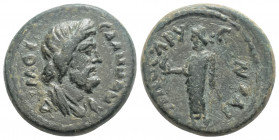 Roman Provincial
LYDIA, Sala, Time of Trajan (98-117 AD) 
AE Hemiassarion (18.6mm, 3.7g)
Obv: ΔΗΜΟС СΑΛΗΝΩΝ Bearded and draped bust of the Demos of Sa...