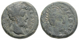 Roman Provincial
MESOPOTAMIA, Edessa, Septimius Severus, with Abgar VIII. (193-211 AD)
AE Bronze (17.4mm, 4.6g
Obv: Laureate head of Severus right.
Re...