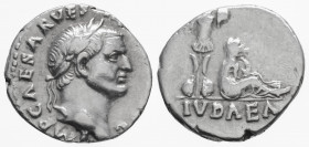 Roman Imperial
Vespasian (69-79 AD). Rome
AR Denarius (17mm, 3.43g)
Obv: IMP CAESAR VESPASIANVS AVG Laureate head of Vespasian to right. 
Rev: IVDAEA ...