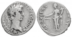 Roman Imperial
Nerva (97 AD) Rome
AR Denarius (17.5mm, 2.90g)
Obv: IMP NERVA CAES AVG P M TR P COS III P P, laureate head to right. 
Rev: AEQVITAS AVG...