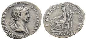 Roman Imperial
Trajan (98-117 AD) Rome
AR Denarius (19.2mm, 3.1g)
Obv: IMP CAES NER TRAIANO OPTIMO AVG GER DAC. Laureate bust draped of Trajan to righ...