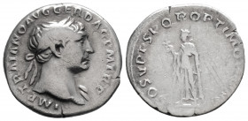 Roman Imperial
Trajan (98-117 AD) Rome
AR Denarius (18.6mm, 2.65g)
Obv: IMP TRAIANO AVG GER DAC P M TR P Laureate head of Trajan to right, drapery on ...
