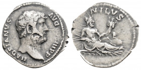 Roman Imperial
Hadrian (117-138 AD) Rome
AR Denarius (19mm, 2.8g)
Obv: HADRIANVS AVG COS III P P Bare head of Hadrian to right. 
Rev: NILVS Nilus recl...
