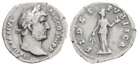 Roman Imperial
Hadrian (117-138 AD) Rome
AR Denarius (18.7mm, 2.9g)
Obv: HADRIANVS AVG COS III P P Bare head of Hadrian to right.
Rev: FIDES PVBLICA F...