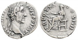 Roman Imperial
Antoninus Pius (156-157 AD) Rome
AR Denarius (17.6mm, 2.6g)
Obv: ANTONINVS AVG PIVS P P IMP II, laureate head to right.
Rev: TR POT XX ...