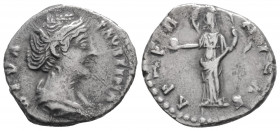 Roman Imperial
Diva Faustina I (died 141 AD) Rome
AR Denarius (17.8mm, 2.80g)
Obv: DIVA FAVSTINA - draped bust right
Rev: AETERNITAS - Aeternitas stan...