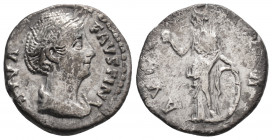 Roman Imperial
Diva Faustina Maior (138-161 AD) Rome
AR Denarius (17.5mm, 2.46g) 
Obv: draped bust r., hair coiled on top of head, 
Rev: AVG-V-STA, Ve...