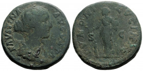 Roman Imperial
Faustina Junior. Augusta, (147-175 AD) Rome
AE Sestertius (32.1mm 26.2g)
Obv: FΛVSTINΛ ΛVGVSTΛ, draped bust right, hair waved and faste...