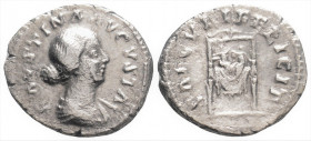 Roman Imperial
Faustina Junior, Augusta, (147-175 AD) Rome
AR Denarius (18.4mm, 2.4g)
Obv: FAVSTINA AVGVSTA Diademed and draped bust of Faustina Junio...
