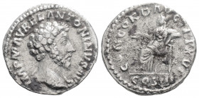 Roman Imperial
Marcus Aurelius (AD 161-180) Rome,
AR denarius (17.7mm, 2.5g)
Obv: IMP M AVREL ANTONINVS AVG, bare head of Marcus Aurelius right.
Rev: ...