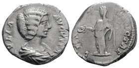 Roman Imperial 
Julia Domna (193-217 AD). Laodicea ad Mare
AR Denarius (17.4mm, 3.30g)
Obv: IVLIA AVGVSTA. Draped bust right.
Rev: VESTAE SANCTAE. Ves...