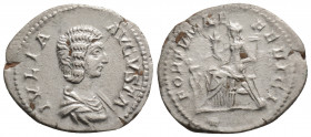 Roman Imperial
Julia Domna, Augusta, (193-217 AD) Rome
AR Denarius (21mm, 2.98g)
Obv: IVLIA AVGVSTA Draped bust of Julia Domna to right. 
Rev: FORTVNA...