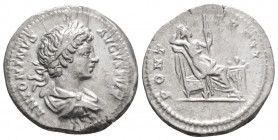 Roman Imperial 
Caracalla (197-217 AD) Rome.
AR Denarius (19.9mm, 3.2g)
Obv: ANTONINVS AVGVSTVS. Laureate, draped and cuirassed bust right.
Rev: PONT ...