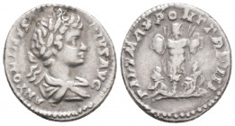 Roman Imperial
Caracalla, (198-217 AD) Rome 
AR Denarius (18.4mm, 3g)
Obv: ANTONINVS PIVS AVG Laureate and draped beardless young bust of Caracalla to...