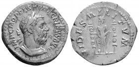 Roman Imperial
Macrinus (217-218 AD) Rome
AR Denarius (21.1mm, 3.35g)
Obv: IMP C M OPEL SEV MACRINVS AVG Laureate and cuirassed bust of Macrinus to ri...