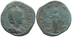 Roman Imperial
Otacilia Severa (244-249 AD) Rome
AE Sestertius ()31.3mm, 21.2g)
Obv: MARCIA OTACIL SEVERA AVG, diademed and draped bust right.
Rev: PI...