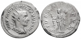 Roman Imperial
Philip I (244-249 AD) Rome
AR Denarius (23.8mm, 3.9g)
Obv: IMP M IVL PHILIPPVS AVG - Radiate, draped and cuirassed bust of Philip I to ...