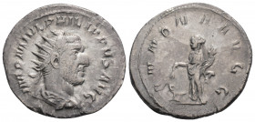 Roman Imperial
Philip I, (244-249 AD) Rome,
AR Antoninianus (23.2mm, 2.5g), 
Obv: IMP M IVL PHILIPPVS AVG Radiate, draped and cuirassed bust of Philip...