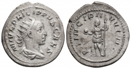 Roman Imperial
Philip II, as Caesar (247-249 AD)Rome.
AR Antoninianus (23.9mm, 3.3g)
Obv: M IVL PHILIPPVS CAES, radiate, draped bust of Philip II righ...