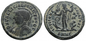 Roman Imperial
Licinius II, as Caesar (317-324 AD) Heraclea
BI Nummus (20.7mm, 3.3g)
Obv: D N VAL LICIN LICINIVS NOB C, helmeted, cuirassed bust of Li...