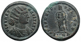 Roman Imperial
Fausta (324-326 AD) Kyzikos
BI Nummus (19.6mm, 3.2g)
Obv: FLAV MAX-FAVSTA AVG, mantled bust of Fausta right, seen from front, wearing p...