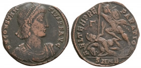 Roman Imperial
Constantius II (337-361 AD) Nicomedia.
AE Follis (23.1m, 4.4g)
Obv: D N CONSTANTIVS P F AVG - Diademed, draped and cuirassed bust right...